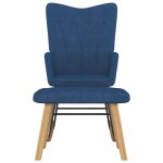Vidaxl chaise à bascule avec tabouret bleu tissu Vidaxl chaise à bascule avec tabouret bleu tissu