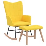 Vidaxl chaise  bascule avec tabouret jaune moutarde tissu