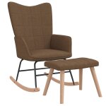 Vidaxl chaise  bascule avec tabouret marron tissu