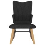 Vidaxl chaise  bascule avec tabouret noir tissu