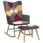 Vidaxl chaise  bascule avec tabouret patchwork tissu