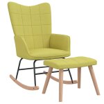 Vidaxl chaise � bascule avec tabouret vert tissu