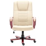 Vidaxl chaise de bureau crme cuir vritable