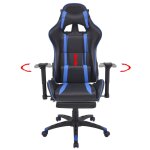 Vidaxl chaise de bureau inclinable avec repose - pied bleu