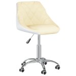 Vidaxl chaise de bureau pivotante crme et blanc similicuir