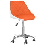 Vidaxl chaise de bureau pivotante orange et blanc similicuir