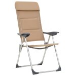 Vidaxl chaises de camping 2 pcs crme 58x69x111 cm aluminium
