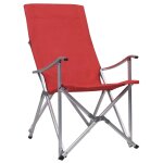 Vidaxl chaises de camping pliables 2 pcs rouge