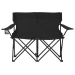 Vidaxl chaise de camping pliable  2 places acier et tissu noir