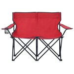 Vidaxl chaise de camping pliable  2 places acier et tissu rouge
