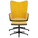 Vidaxl chaise de détente et repose - pied jaune moutarde velours et pvc Vidaxl chaise de détente et repose - pied jaune moutarde velours et pvc