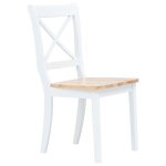 Vidaxl chaises  dner 2 pcs blanc et bois clair bois d'hva massif