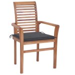 Vidaxl chaises  dner 2 pcs avec coussins anthracite bois de teck