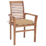 Vidaxl chaises  dner 2 pcs avec coussins beige bois de teck solide