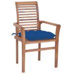 Vidaxl chaises  dner 2 pcs avec coussins bleu bois de teck solide
