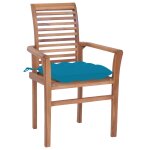 Vidaxl chaises  dner 2 pcs avec coussins bleu clair bois de teck