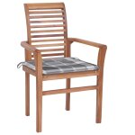 Vidaxl chaises  dner 2 pcs avec coussins  carreaux gris teck