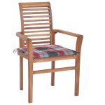 Vidaxl chaises  dner 2 pcs avec coussins  carreaux rouge teck