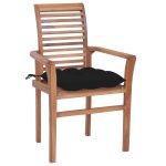 Vidaxl chaises  dner 2 pcs avec coussins noir bois de teck solide