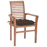Vidaxl chaises  dner 2 pcs avec coussins taupe bois de teck solide