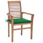 Vidaxl chaises  dner 2 pcs avec coussins vert bois de teck massif