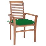 Vidaxl chaises  dner 2 pcs avec coussins vert bois de teck solide