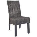 Vidaxl chaises  dner 2 pcs marron rotin kubu et bois de manguier
