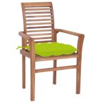 Vidaxl chaises  dner 2pcs avec coussins vert vif bois de teck solide