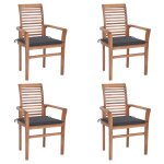 Vidaxl chaises  dner 4 pcs avec coussins anthracite bois de teck