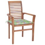 Vidaxl chaises � d�ner 4 pcs et coussins motif de feuilles teck solide