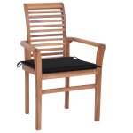 Vidaxl chaises  dner 4 pcs avec coussins noir bois de teck solide