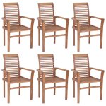 Vidaxl chaises � d�ner 6 pcs avec coussins bleu clair bois de teck