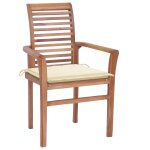 Vidaxl chaises  dner 6 pcs avec coussins crme bois de teck solide