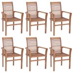 Vidaxl chaises � d�ner 6 pcs avec coussins taupe bois de teck solide