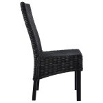 Vidaxl chaises à dîner 6 pcs noir rotin kubu et bois de manguier Vidaxl chaises à dîner 6 pcs noir rotin kubu et bois de manguier