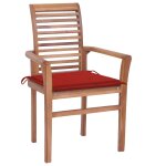 Vidaxl chaises � d�ner 8 pcs avec coussins rouge bois de teck solide
