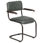 Vidaxl chaises à dîner avec accoudoirs 2 pcs gris cuir véritable Vidaxl chaises à dîner avec accoudoirs 2 pcs gris cuir véritable