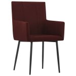Vidaxl chaises � d�ner avec accoudoirs 6 pcs rouge bordeaux tissu