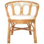 Vidaxl chaise  diner avec coussin marron clair rotin naturel et lin