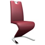 Vidaxl chaises  dner forme de zigzag 2 pcs rouge bordeaux similicuir