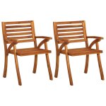 Vidaxl chaises à dîner de jardin avec coussins 2 pcs acacia massif Vidaxl chaises à dîner de jardin avec coussins 2 pcs acacia massif