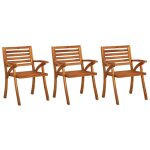 Vidaxl chaises � d�ner de jardin avec coussins 3 pcs acacia massif