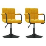 Vidaxl chaises à dîner pivotantes 2 pcs jaune moutarde velours Vidaxl chaises à dîner pivotantes 2 pcs jaune moutarde velours