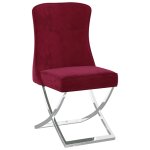 Vidaxl chaise  dner rouge bordeaux 53x52x98 cm velours et inox