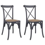 Vidaxl chaises  dossier crois 2 pcs bois de htre solide