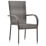 Vidaxl chaises empilables d'extrieur 2 pcs gris rsine tresse