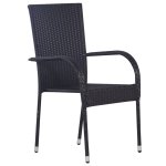 Vidaxl chaises empilables d'ext�rieur 4 pcs r�sine tress�e noir