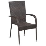 Vidaxl chaises empilables d'ext�rieur 6 pcs r�sine tress�e marron