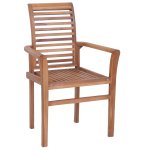 Vidaxl chaises empilables de salle  manger 6 pcs bois de teck solide