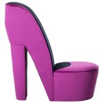 Vidaxl chaise en forme de chaussure à talon haut violet velours Vidaxl chaise en forme de chaussure à talon haut violet velours